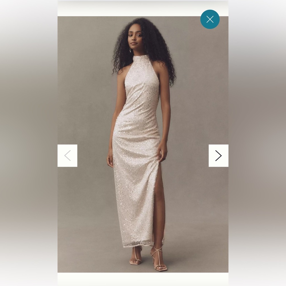 BHLDN High-Neck Sequin Slim Maxi Dress